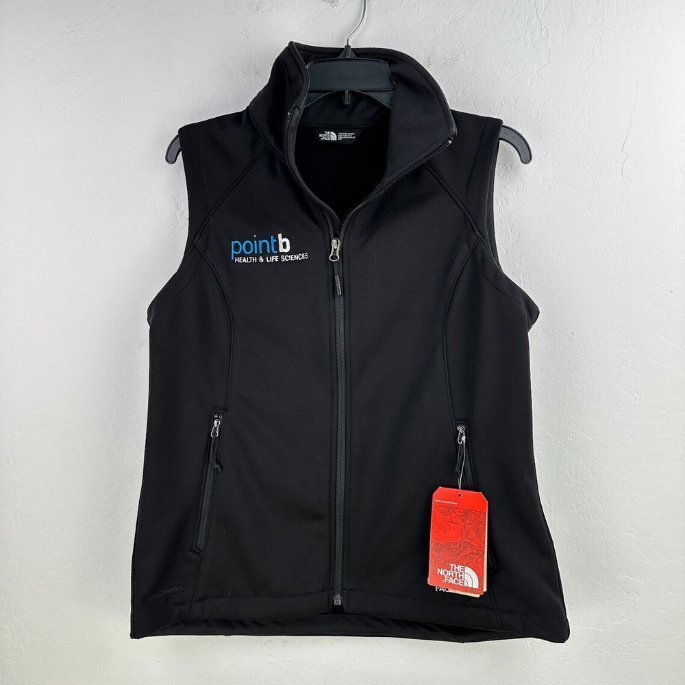 The North Face Ridgewall Vest‎ Women M Black Soft Shell Grid Fleece Full Zip NWT